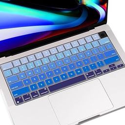FACTOTECH Premium Keyboard Cover Skin Ultra Thin for MacBook Air 15" M3 M2 (A3114 A2941), Air 13.6" (A3113 A2681) 2024-2021, Pro 14" 16" M3 M2 M1 (A2918 A2992 A2779 A2442 A2991 A2780 A2485)- GR Blue-3