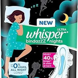 Whisper Bindazzz Nights Sanitary Pads, 40 Xl+ Pads, Upto 0% Leaks All Night Long, For Heavy Flow, 40% Longer & Wider Back, Comfortable Cushiony Soft Wings, Disposable Wrapper-image-43