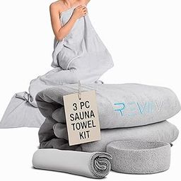 Sauna Blanket Insert Towel Kit - 3 Pcs Luxuriously Soft & Absorbent Sauna Towel Sack with Microfiber Head Towel & Headband - Sauna Accessories for Infrared Sauna Blanket Simplified Cleanup - 70" x 30"-image-77