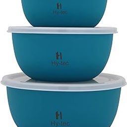 H Hy-tec (Device) Microwave Safe Stainless Steel Mixing Bowl (Green) - Set of 3-26
