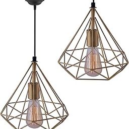 Homesake Modern Geometric Pendant Light, Gold Finish, Industrial Hanging Ceiling Lamp with Vintage Edison Bulb - Adjustable Cord, Home Decor Lighting for Dining Room, Kitchen, Living Room, Bedroom-image-5