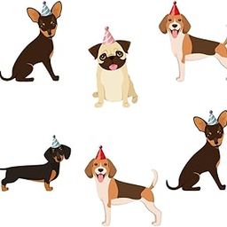 Dog Party Theme Birthday Decoration Cutouts - (6 inches / 250 GSM Cardstock/Black and Brown / 12Pcs)-image-80
