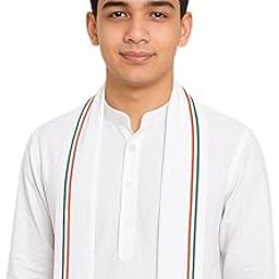 Indian Tricolor Border Cotton Angavastram for Men | Traditional White Shawl with Tiranga Stripes | Soft & Lightweight | Ideal for Cultural, Religious, and Patriotic Events-image-15