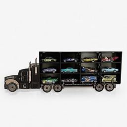 Black Wooden Diecast Car Display Shelf – Semi Truck Wall Mount Organizer with 12 Compartments – Toy Vehicle Storage Rack for Mini Cars & Collectibles – MDF Wall Shelf for Kids & Enthusiasts-image-56