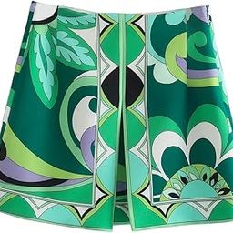 Ubervia Women Printed Mini Skirt Side Zipper Holiday Beach Skirts-image-46
