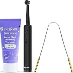 Perfora Oral Care Combo | PRO Oscillating Electric Tooth Brush, Purple Whitening Toothoaste-75gm & Original Steel Tongue Cleaner | 2 Years Warranty | Rechargeable Electric Toothbrush For Men & Women, 8800 RPM, 2 min Auto Timer-6