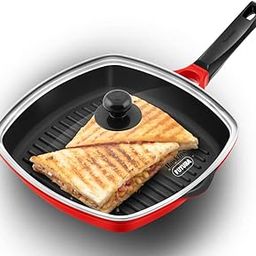 Hawkins 30 cm Grill Pan, Non Stick Die Cast Grilling Pan with Glass Lid, Square Grill Pan for Gas Stove, Ceramic Coated Pan, Roast Pan (DCGP30G)-27