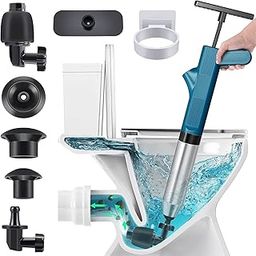 Joyzzz Toilet Plunger, Drain Clog Remover Tools, High Pressure Air Drain Blaster with Visual Barometer, Heavy Duty Toilet Unclogger Plungers for Bathroom, Kitchen, Floor Drain, Plumbing Clogs-image-96