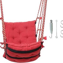 Faburaa Grande Zula for Home Adults Balcony, Swing Chair for Living Room, Swinging Chair for Adults, Unjal for Home - Relax in Style with Free Hanging Accessories (Material - Cotton, Color - Red)-image-17