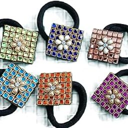 RV Handmade Crafts - Charming Colorful kundan Stone Hair Bands (Set Of 3)-image-23