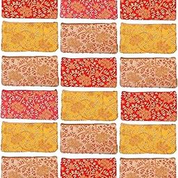 Birthday Party Return Gift in Bulk/Designer Embroidered 2 Zipper Purse for Wedding/Mehandi/Haldi (Pack of 18, Multicolour)-56
