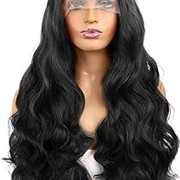Women Wigs Natural Hair Of Full Head, Front Lace Hair Wig For Women Length 32 inch (Free 2 Wig Cap + Carry Pouch) (Curly #Black)-image-53