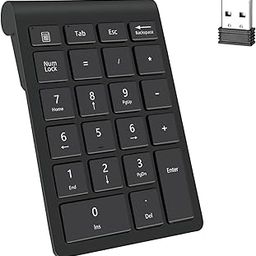 Wireless Number Pads, Numeric Keypad Numpad 22 Keys Portable 2.4 GHz Financial Accounting Number Keyboard Extensions 10 Key for Laptop, PC, Desktop, Surface Pro, Notebook (Black)-22