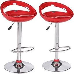 FURNITURE FIRST Imported Bar Stool (High Chair) for Kitchen, Home. 360 Degree Rotation, Height Adjustable with Chrome Base Set of (Pack of) 2. Style RED Smiley-picture-2
