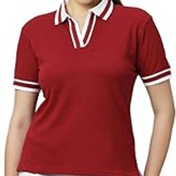 Women Polo V Neck Collar Tshirt | V Neck Stripe Style | Short Sleeve (Available Upto 5XL Plus Size)-image-92