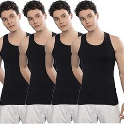 force nxt Super Combed Egyptian Cotton Men's Pack of 4 Black Vest-picture-17