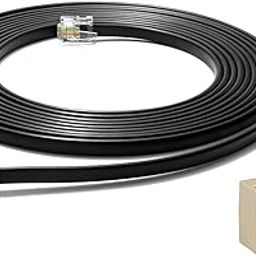 RJ11 Telephone Line Cord Wire Patch Cable, Modular Connection Cable - RJ12 Male (6P6C) to RJ12 Male (6P6C) Compatible for Landline, Telephone, Microfilter Black 2 Meters With RJ11 Coupler, Telephone Phone Line Jointer Connector (2Pcs )-picture-15