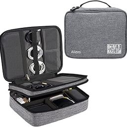 Aliens Double Layer Gadget Travel Tech Organizer Case Bag Pouch/Electronic/Toiletry Organiser/Cosmetic Kit Polyester Water-Proof for Ipad,Charger,Hard Disk,Cables,Laptop & PC Accessories-Grey-image-94