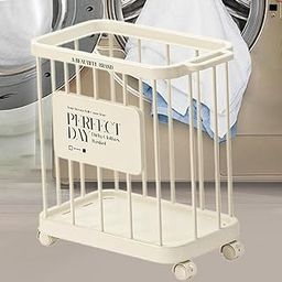 Laundry Basket with Wheels Organization Rolling Cart for Dorm Family Bedroom White| Laundry Basket | Laundry Hamper | Foldable Laundry Basket-image-56