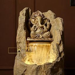 DECORWALE Buddha Fountain Pahar Water Fountain for Home Decor Sandstone Water Fountain Big Size Fountain for Home Decor Buddha Water Fountain with Led Lights for Home & Gifting (Ganesha)-image-59