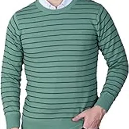 dzant Men's Sweater's Winter Wear Round Neck Full Sleeve Striped Woolen Knitted Pullover-picture-4