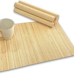 Bamboostan Classic Bamboo Placemats – Set of 6 | Eco-Friendly, Rollable, Heat-Resistant Table Mats for Dining, Kitchen, or Coffee Tables – Natural Bamboo Finish (Beige)-17
