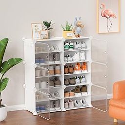 Homeland Design your Heritage Shoe Rack - 12-White Organizer/Multi-Purpose Shelf Storage Cabinet Stand Expandable for Heels, Boots, Slippers Plastic Portable and Folding Shoe Rack (White, 12-Layer)-4