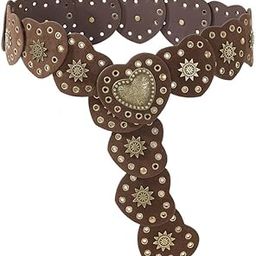 Vintage Leather Wasit Belt for Women Decorative Waist Belt for Women Punk Heart-shape Leather Piece Chain Waist Belt for Jeans, Dress, Shirt-picture-28