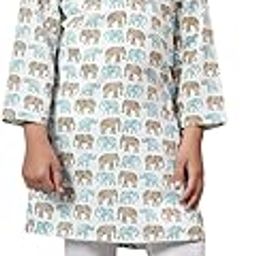 Elephant Print Kurta with Payjama Set-image-0