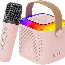 pTron Newly Launched Fusion Tunes 10W Mini Bluetooth Speaker, Wireless Karaoke Mic, 8Hrs Playtime, Vivid RGB Lights, Voice Effects, Multi-Play Modes BT5.1/TF Card & Type-C Charging (Light Pink)-image-16