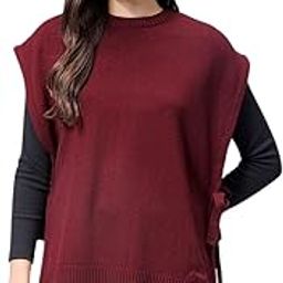 by The Indian Garage Co Women Loose Fit Solid Sweater Vest-image-86