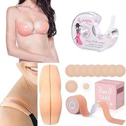Women's & Girls Silicone Padded Adhesive Wire Free Stick-On Silicone Push Up Free-Bra-image-10