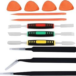 PagKis 12 PCs Repair Tool Set - ESD Safe Tweezers, Nylon ESD Spudgers, Dual End Metal Spudgers and Triangular Openers-24
