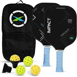 Jaspo Duro-Deck 16mm Graphite Paddle Pickleball Set, 2 Lightweight Paddles, 4 Pickleballs & Carry Bag,PP Honeycomb Core, TPU Edge Guard, Cushioned Anti-Slip Handle (Impact)-18