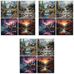 HASTHIP® 12PCS DIY Diamond Art Painting Kit 5D Hyper-Realistic Scenery Wall Decor Beginners Supplies Home Gift 11.8 x 11.8 Inch-image-46