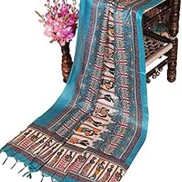 Cotton Silk Dupatta with Kalamkari & Warli Print – Tassel Border – Soft & Lightweight-picture-47