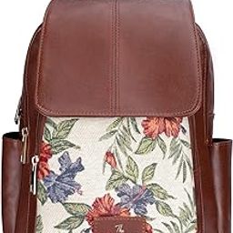 Medium Size Minerva Faux Leather & Tapestry Women's Standard Backpack College School Bag Casual Travel Standard Backpack For Ladies Girls 10 Ltr-image-73