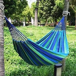 DIPDEY Portable Swing Cotton Stripe With Strong Hammocks Rope Beach Sleeping Bed Backpack Spreader Bar Tree Hanging For Travel Garden Striped Ultralight Outdoor Jula Camping Hammock (Multicolor)-Set 1-picture-19