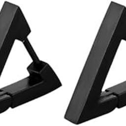 Triangle Punk Silver Colour Studs Earrings For Men and Women Pair-image-80