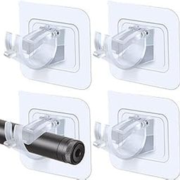 PAVITYAKSH Hook Pipe Holder 4PCS Self Adhesive Curtain Rod Holder, Curtains Bracket Crossbar Hook Self Adhesive Rods Holder for Bathroom and Kitchen (Transparent)-12