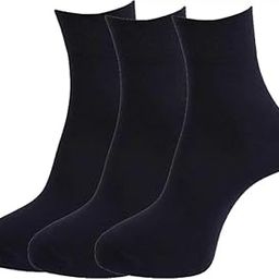 Unisex Cotton Ankle length short socks - Black color - 03 pair-picture-19