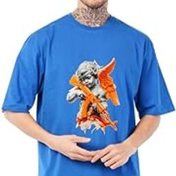 Men's Graphic Printed 220 GSM Round Neck Cotton T-Shirt – Soft & Breathable Regular Fit Casual Wear for Daily Use – Half Sleeve Solid Tshirts Blue-image-96