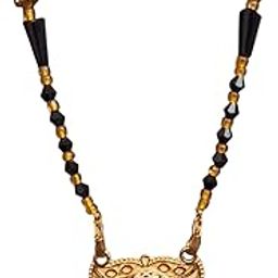 NISTECH Gold Plated Ethnic Traditional Long Chain Black Beads Jewellery Mangalsutra for Women-NAJ071-image-95