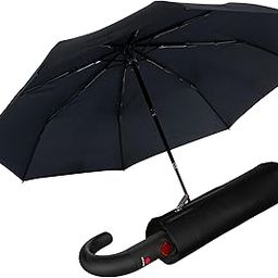 T.260 Medium Duomatic Automatic Open Close Rain Umbrella with Curved Handle - Compact Windproof Umbrella for Rain - Travel Umbrella for Adults - 97cm Diameter Umbrella & Carrying Case, Navy-25