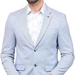 Men's Blue Single Breasted Blazer-image-77