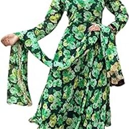 Women's Georgette Printed Anarkali Kurta and Dupatta Set with U Neck Full Sleeves Fit Flared Ankle Length and Printed Dupatta | Anarkali Suit for Women-picture-24