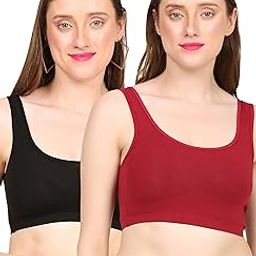 Cotton Full Coverage Non Padded Wire Free Air Sports Bra for Women (Pack of 2)-image-1