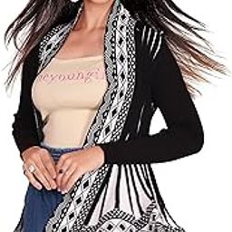 Women's Knitted Stretchable Cardigan Front-Open Full Sleeve Winter Long Shrug Jacket (ONE Size FIT to 32-38 INCH Bust)-5