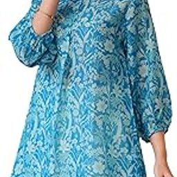 janasya Womens Silk Blend Regular Fit Floral Printed A-Line Tunic-picture-10