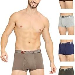 Men's Cotton Solid Trunks Brando Plain_Assorted-Pack of 5-8